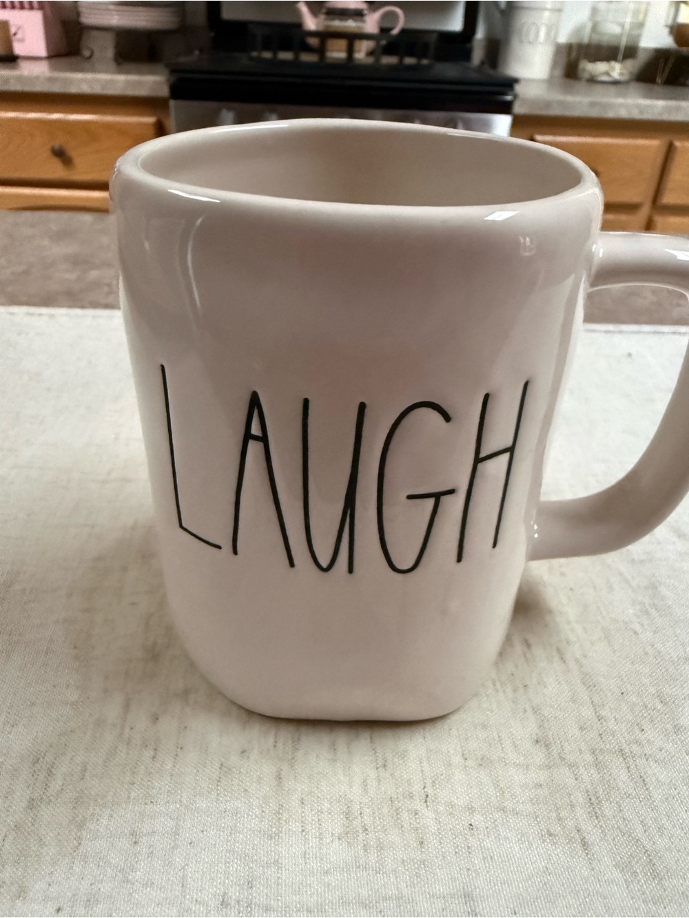 Rae Dunn White LAUGH Ceramic Coffee Mug - Modern Home Dining